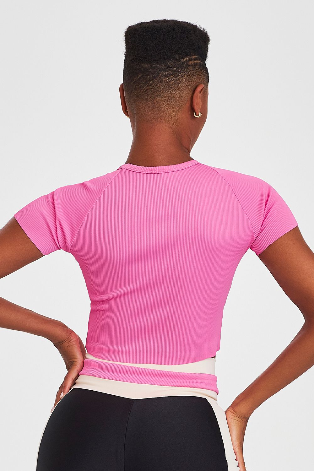 Cropped Ribbed Open - Pink Milkshake
