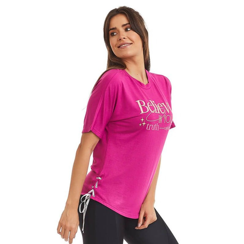 T-Shirt Believe - Fuchsia Gaia product view